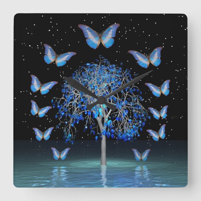 Reloj de pared cuadrado del árbol de cristal de ma (Anverso)