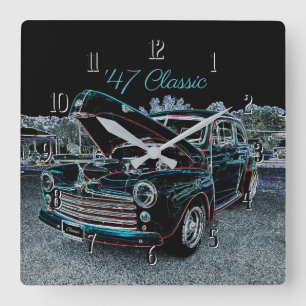 Reloj de pared cuadrado del automóvil clásico 47