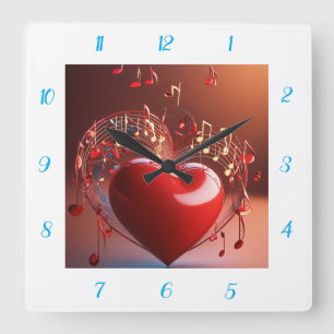 Reloj de pared cuadrado del día de San Valentín