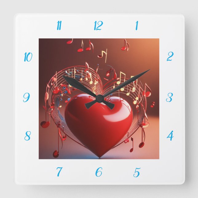 Reloj de pared cuadrado del día de San Valentín (Anverso)