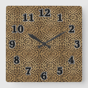 Reloj de pared cuadrado del estampado leopardo
