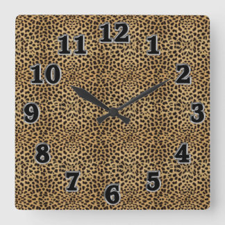 Reloj de pared cuadrado del estampado leopardo