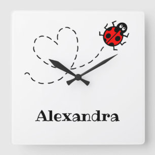 Reloj de pared cuadrado del patrón de pájaro largo