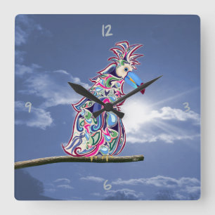 Reloj de pared cuadrado en relieve