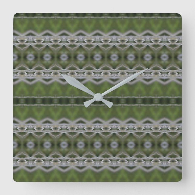 Reloj de pared cuadrado en un MIx de gris y verde (Anverso)