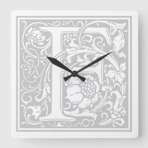 Reloj de pared cuadrado "F" de William Morris Alph