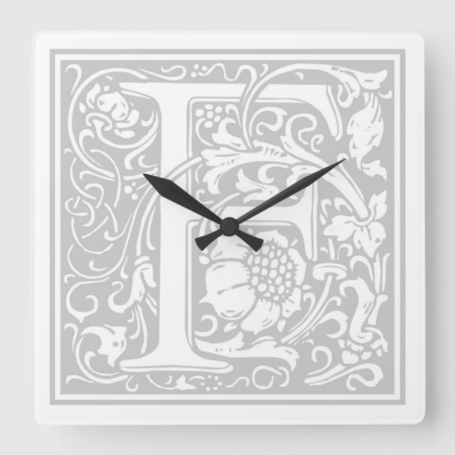 Reloj de pared cuadrado "F" de William Morris Alph (Anverso)