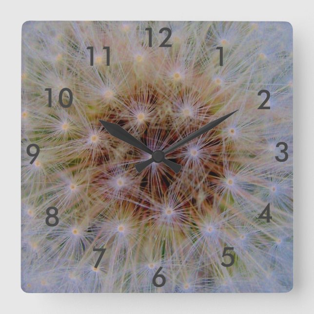 Reloj de pared cuadrado Flor de diente de león (Anverso)