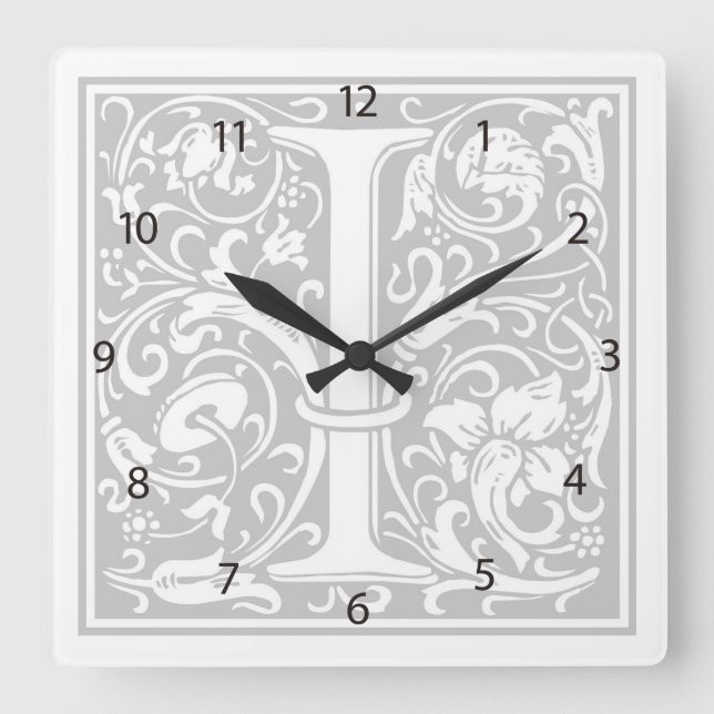 Reloj de pared cuadrado "I" de William Morris Alph (Anverso)