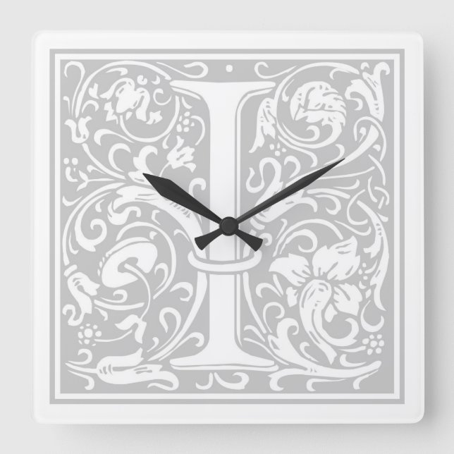 Reloj de pared cuadrado "I" de William Morris Alph (Anverso)