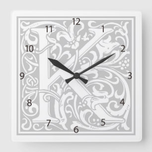Reloj de pared cuadrado "K" de William Morris Alph