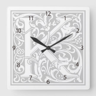 Reloj de pared cuadrado "K" de William Morris Alph