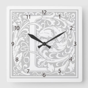 Reloj de pared cuadrado "L" de William Morris Alph