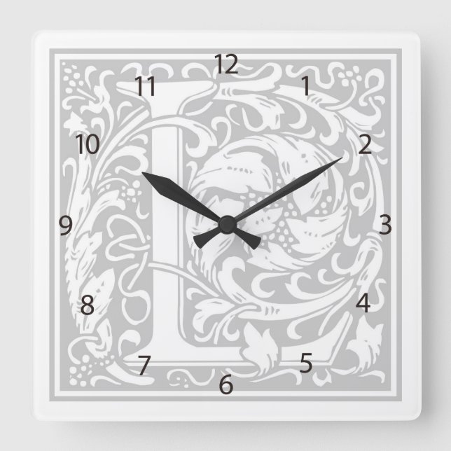 Reloj de pared cuadrado "L" de William Morris Alph (Anverso)