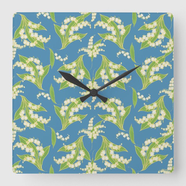 Reloj de pared cuadrado: Lilies of the Valley on B (Anverso)