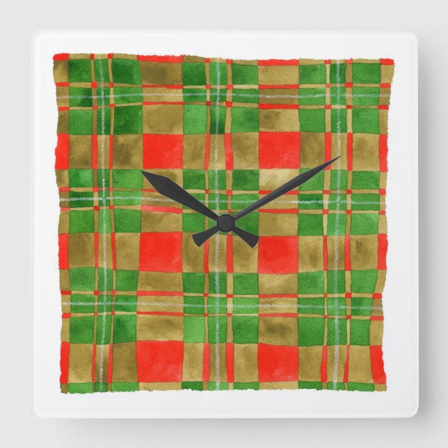 Reloj de pared cuadrado MAC GREGOR TARTAN (Anverso)