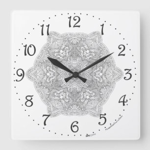 Reloj de pared cuadrado Mandala del Dragón Chino