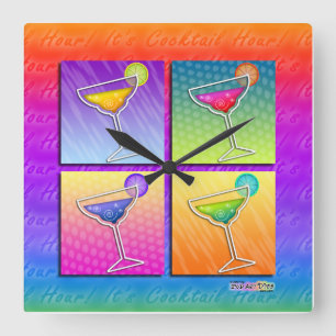 RELOJ DE PARED CUADRADO MARGARITAS POP ART
