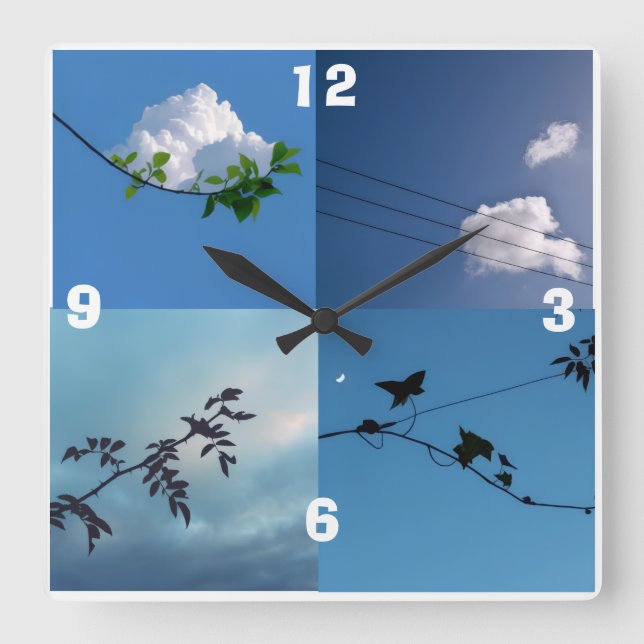 Reloj de pared cuadrado minimalista (Anverso)