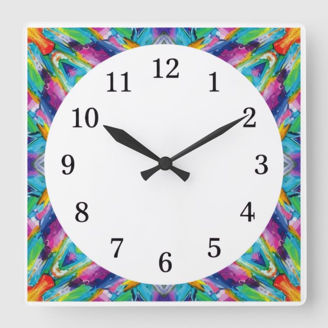 Reloj de pared cuadrado minimalista solamente con  (Anverso)