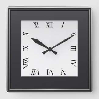 Reloj de pared cuadrado moderno en blanco y negro