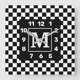 Reloj de pared cuadrado monogramado de BW revisado