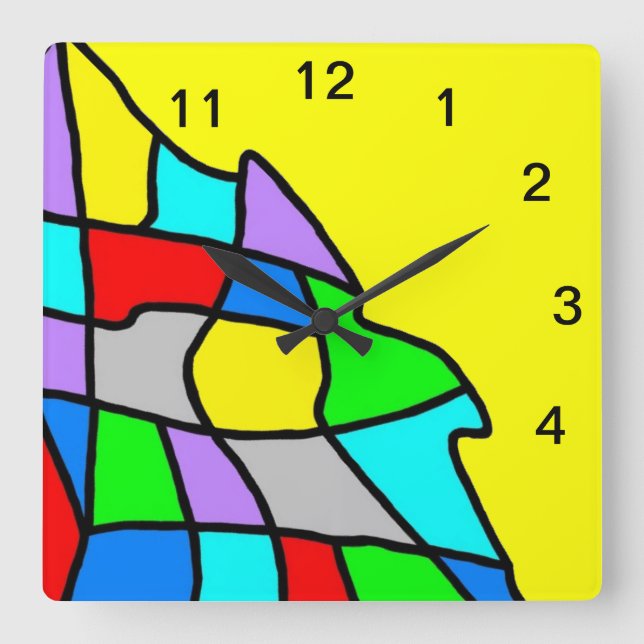 Reloj de pared cuadrado mosaico multicolor azul am (Anverso)