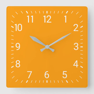 Reloj de pared cuadrado naranja