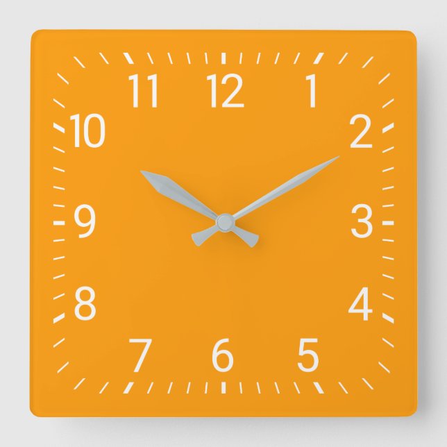 Reloj de pared cuadrado naranja (Anverso)