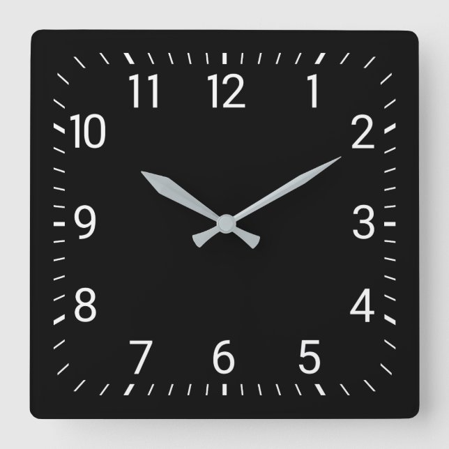 Reloj de pared cuadrado negro (Anverso)