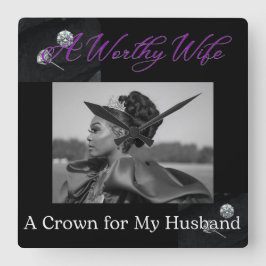 Reloj de pared cuadrado negro esposa digna