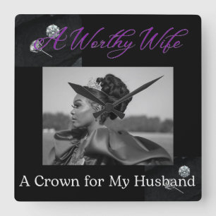 Reloj de pared cuadrado negro esposa digna