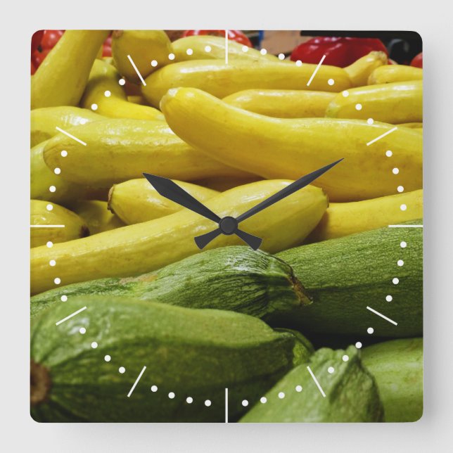 Reloj de pared cuadrado numerado de verano (Anverso)
