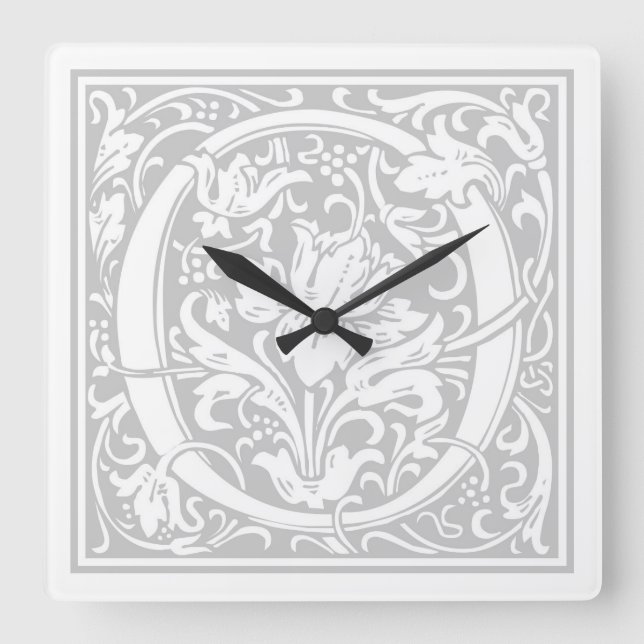 Reloj de pared cuadrado "O" de William Morris (Anverso)