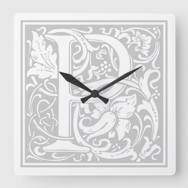 Reloj de pared cuadrado "P" de William Morris Alph (Anverso)