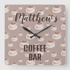Reloj de pared cuadrado para estación de café pers