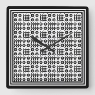 Reloj de pared cuadrado: patrón de tapiz galés: ne