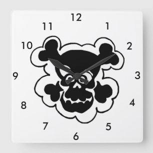 Reloj de pared cuadrado personalizado Comic Black 