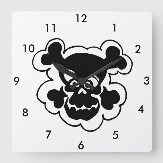 Reloj de pared cuadrado personalizado Comic Black  (Anverso)