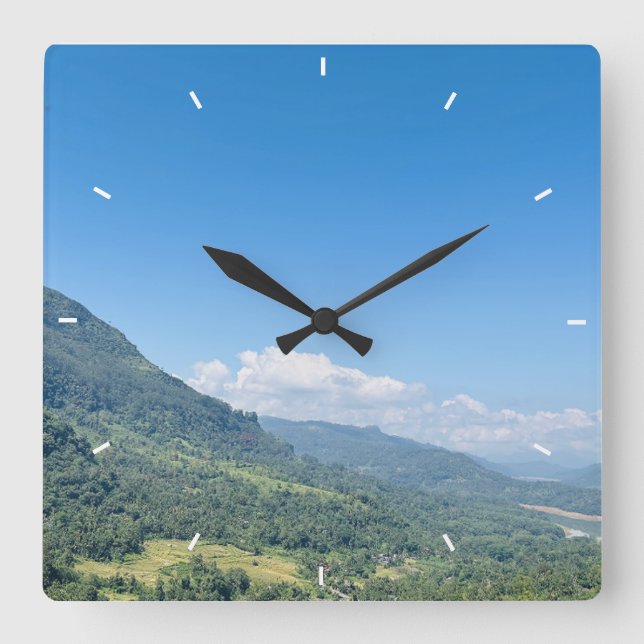 Reloj de pared cuadrado personalizado con foto (Anverso)