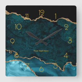 Reloj de pared cuadrado personalizado de ágata dor