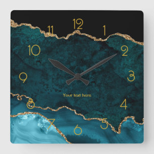 Reloj de pared cuadrado personalizado de ágata dor