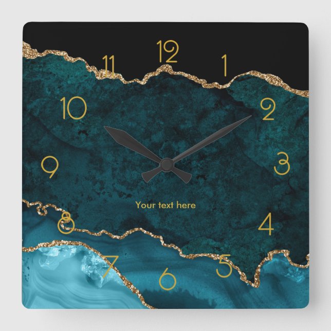 Reloj de pared cuadrado personalizado de ágata dor (Anverso)