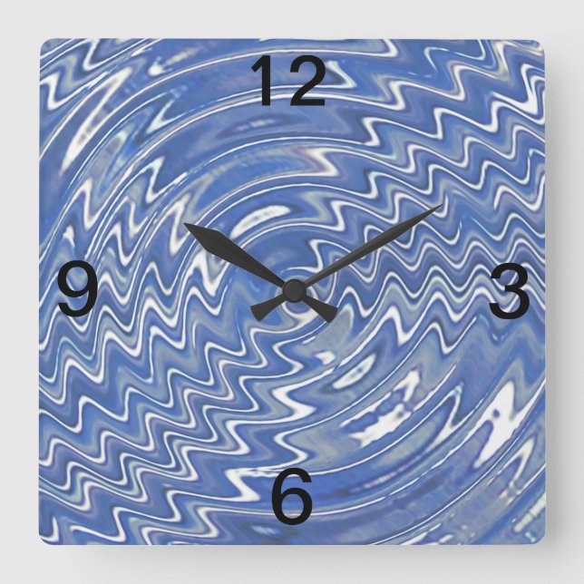 Reloj de pared cuadrado Psicodélico Azul (Anverso)