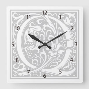 Reloj de pared cuadrado "Q" de William Morris Alph