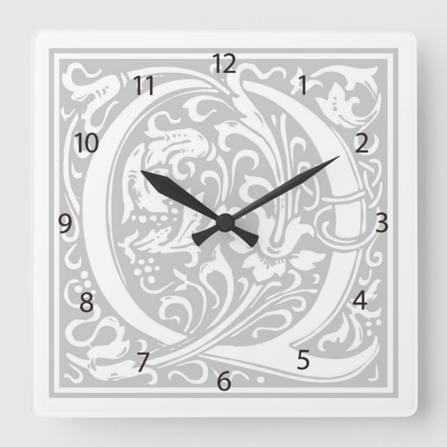 Reloj de pared cuadrado "Q" de William Morris Alph (Anverso)