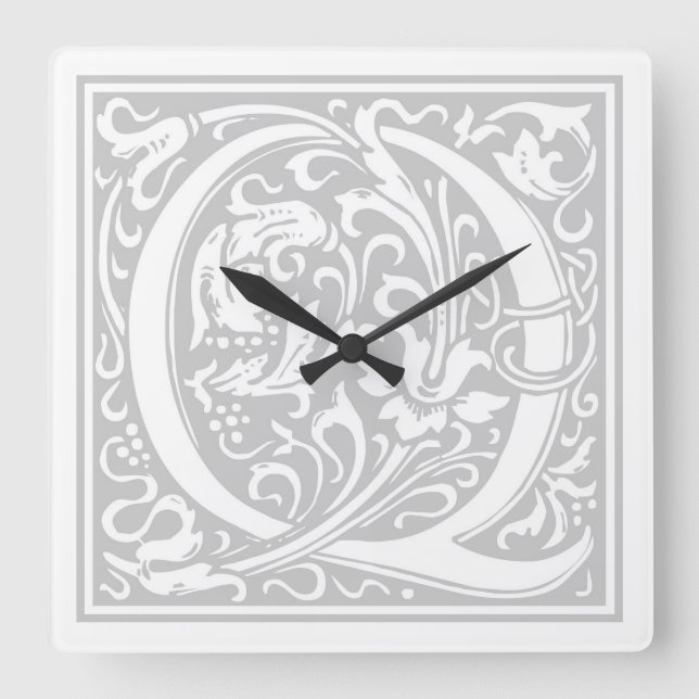 Reloj de pared cuadrado "Q" de William Morris Alph (Anverso)