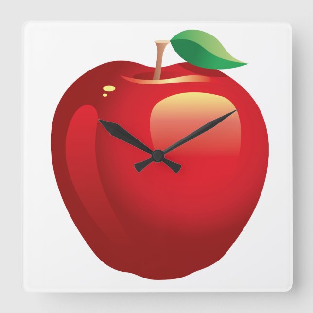Reloj de pared cuadrado rojo de Apple (Anverso)