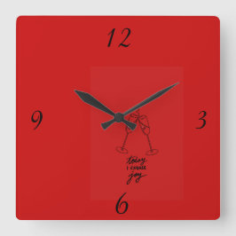 Reloj de pared cuadrado rojo moderno diseñador de 