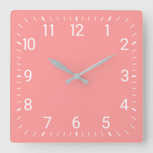 Reloj de pared cuadrado rosado